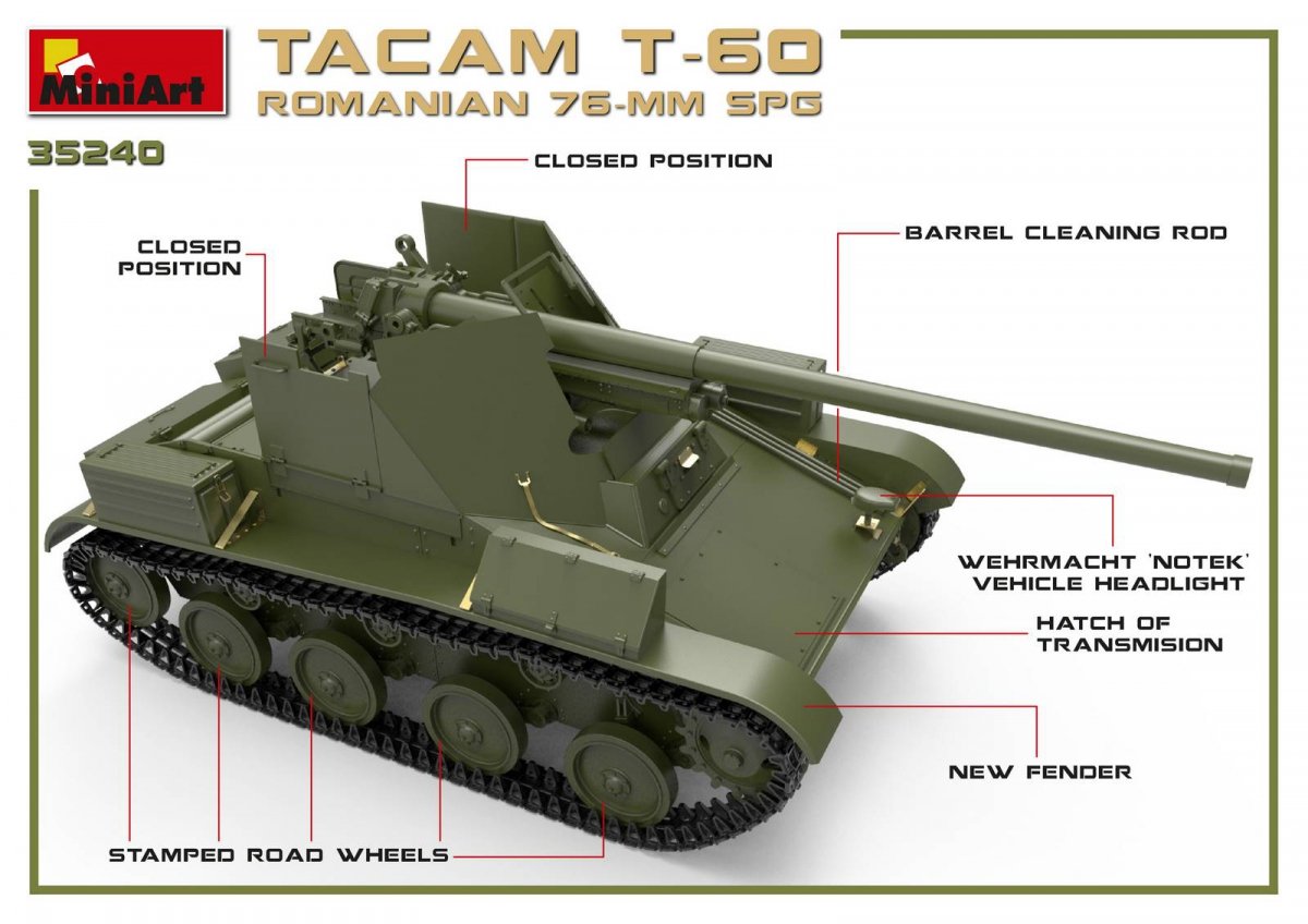 MiniArt 35240 KIT INTÉRIEUR SPG TACAM T-60 ROUMAIN 76 mm 1/35 – immagine 10