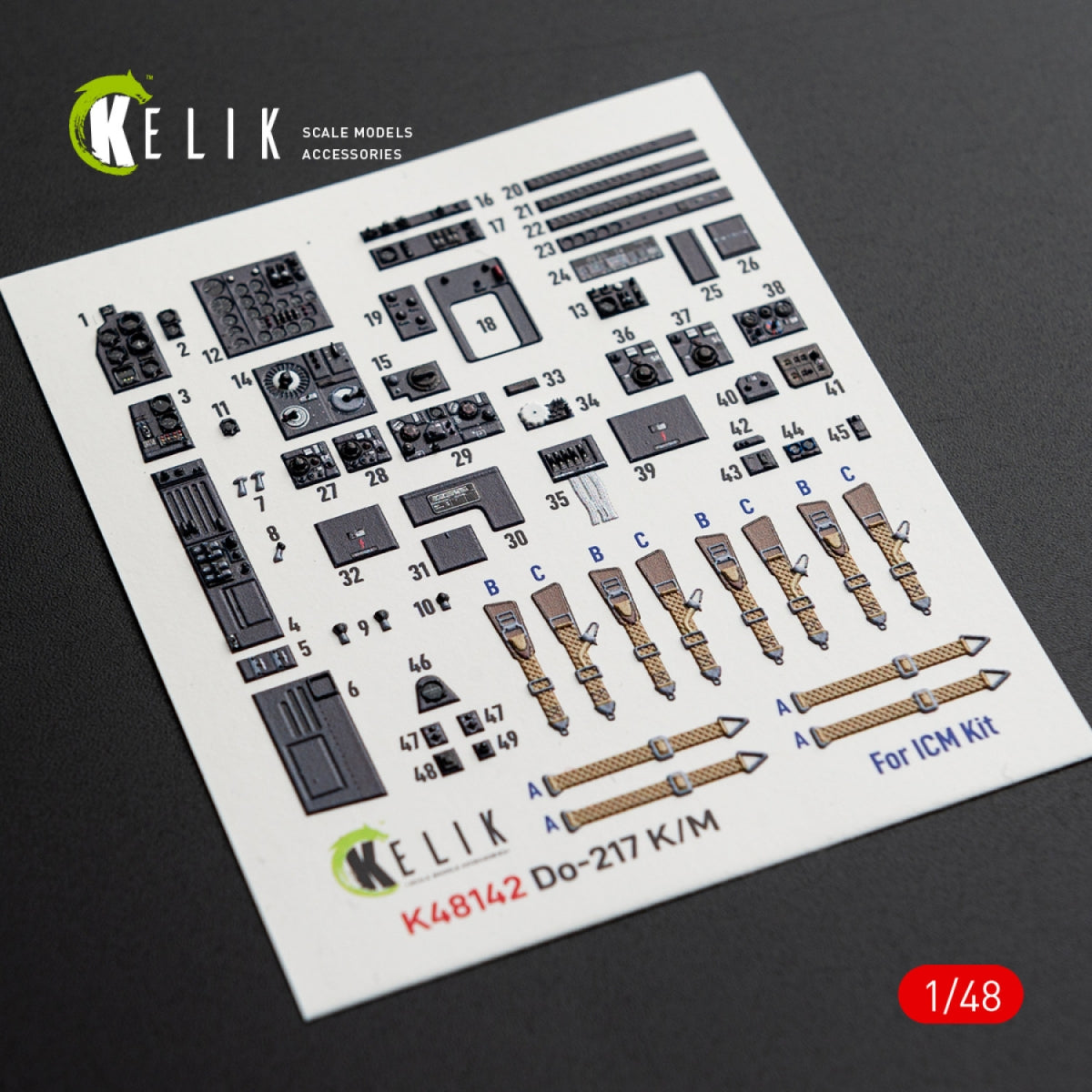 Kelik K48142 Do-217 K/M - interior 3D decals for ICM kit 1/48