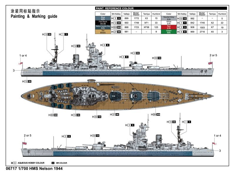 Trumpeter 06717 HMS Nelson 1944 1/700 – Bild 2