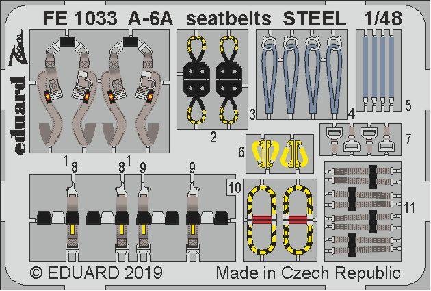 Ceintures de sécurité Eduard FE1033 A-6A en acier, échelle 1/48, Hobby Boss