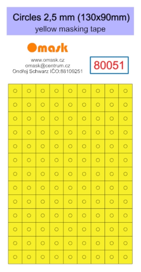 Omask 80051 Circles 2,5 mm (130x90mm) yellow masking tape