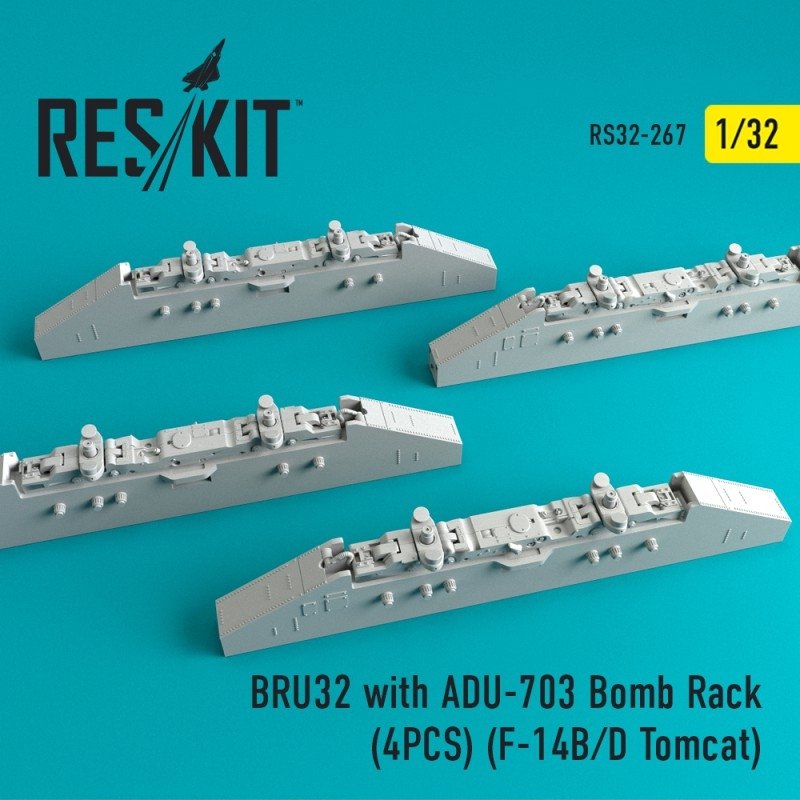 RESKIT RS32-0267 BRU32 avec râtelier à bombes ADU-703 (4 pièces) 1/32