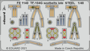 Ceintures de sécurité Eduard FE1140 TF-104G en acier (fin de série) pour maquette Kinetic au 1/48