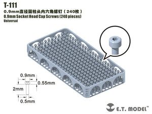 Vis à tête cylindrique creuse ET modèle T-111, 0,9 mm, 240 pièces