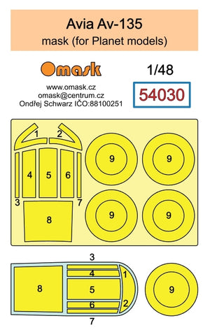 Omask 54030 Masque Avia Av-135 (pour modèles Planet) 1/48