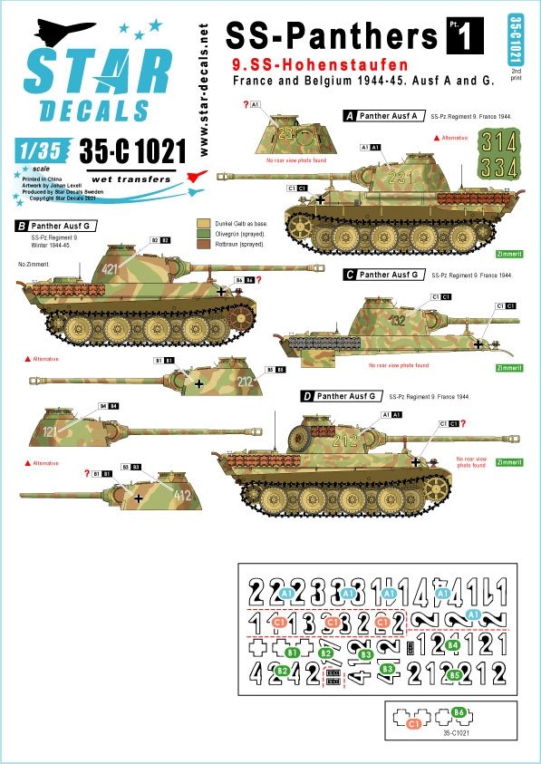 Star Decals 35-C1021 SS-Panthers n° 1 1/35