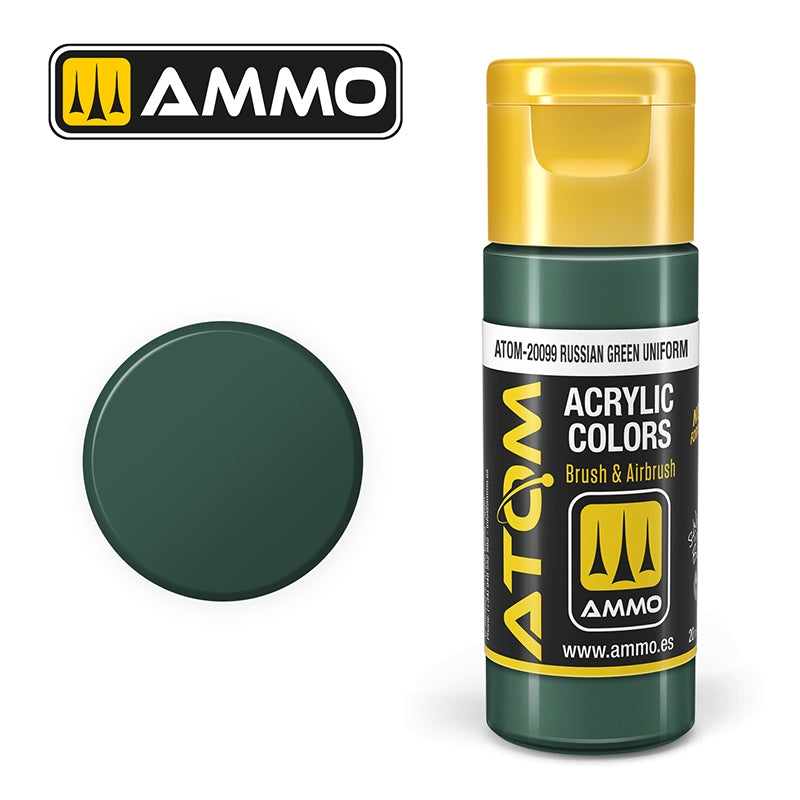 Munitions Mig Jimenez 20099 ATOM COLOR Vert russe uniforme 20 ml