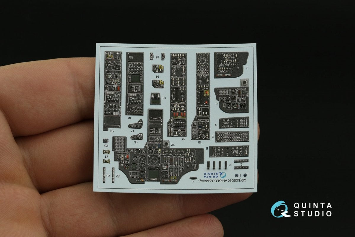Intérieur imprimé en 3D et coloré sur papier décalcomanie Quinta Studio QDS-35090 AH-64A (Academy) (Petite version) 1/35 – Bild 9