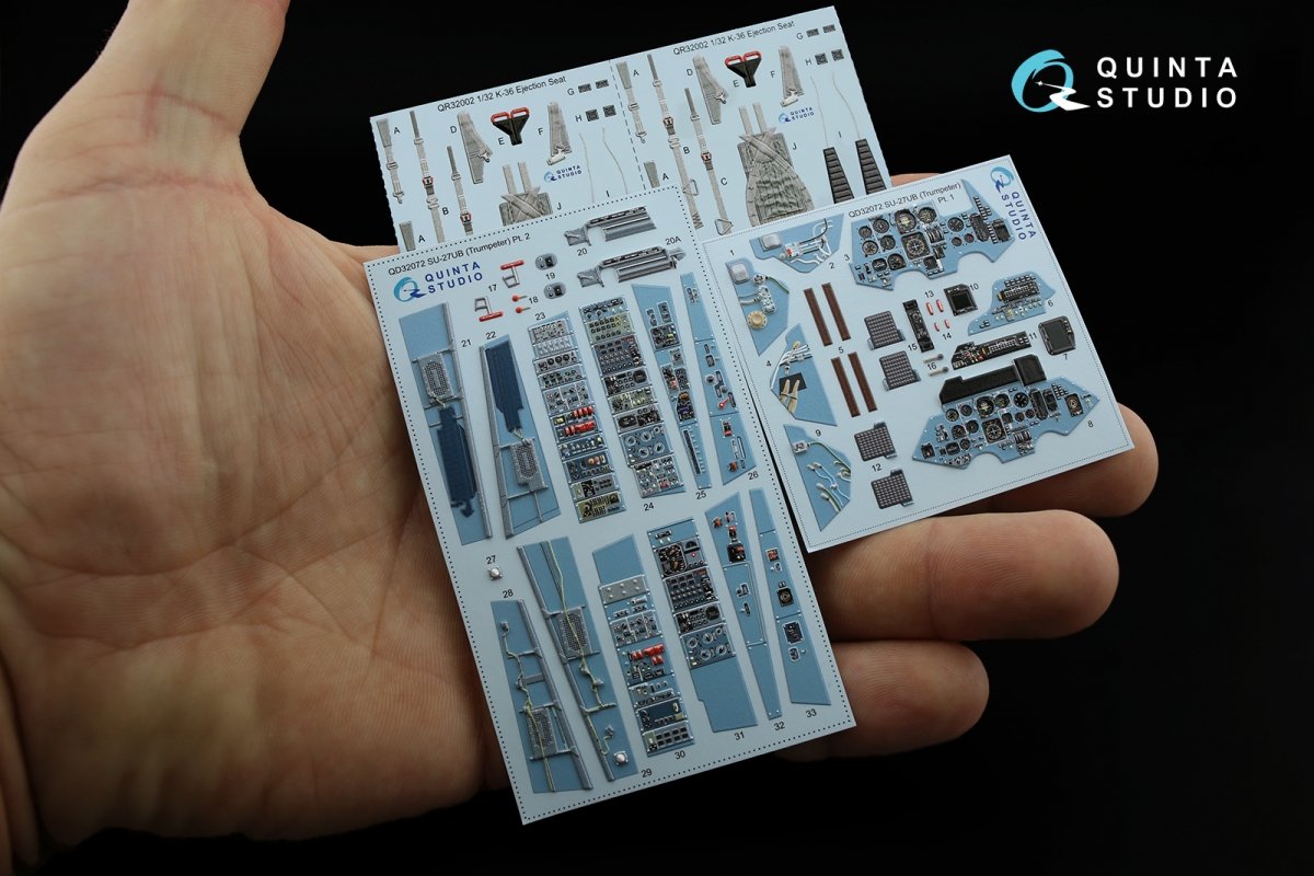 Intérieur imprimé en 3D et coloré sur papier décalcomanie Quinta Studio QD32072 Su-27UB (pour maquette Trumpeter) 1/32 – image 2
