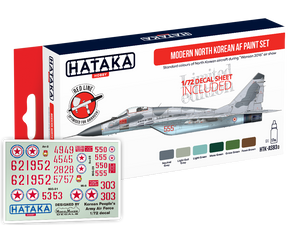 Hataka HTK-AS93d Édition limitée - Kit de peinture pour avion de chasse nord-coréen moderne avec planche de décalcomanies (1/72) (6x17ml)