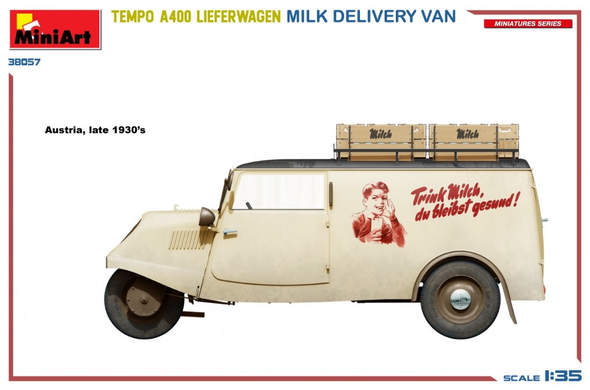 MiniArt 38057 TEMPO A400 LIEFERWAGEN. FOURgon DE LIVRAISON DE LAIT 1/35 – Bild 3