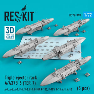 RESKIT RS72-0340 RACK D&amp;#39;ÉJECTEUR TRIPLE A/A37B-6 (TER-7) (5 PIÈCES) 1/72