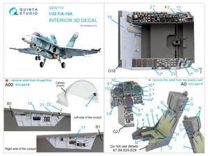 Intérieur imprimé en 3D et coloré sur papier décalcomanie Quinta Studio QD32110 F/A-18A (Academy) à l&amp;#39;échelle 1/32  – image 12