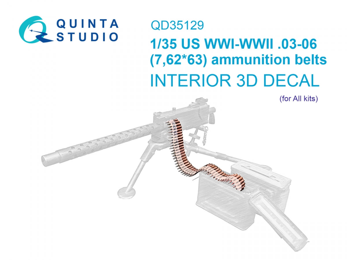 Quinta Studio QD35129 Bandes de munitions américaines calibre .03-06 (Première et Seconde Guerre mondiale) (Tous les kits) 1/35