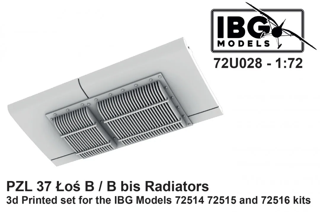 IBG 72U028 PZL 37 Łoś B/B bis Radiateurs - Ensemble imprimé en 3D 1/72