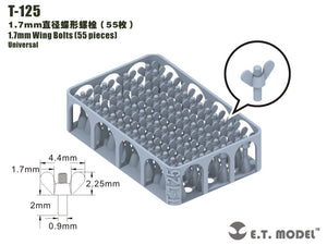 Boulons à oreilles ET modèle T-125 1,7 mm, 55 pièces