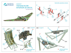 Quinta Studio QD32237 Horten Ho 229 Intérieur coloré imprimé en 3D sur papier décalcomanie (Zoukei Mura) 1/32  – immagine 10
