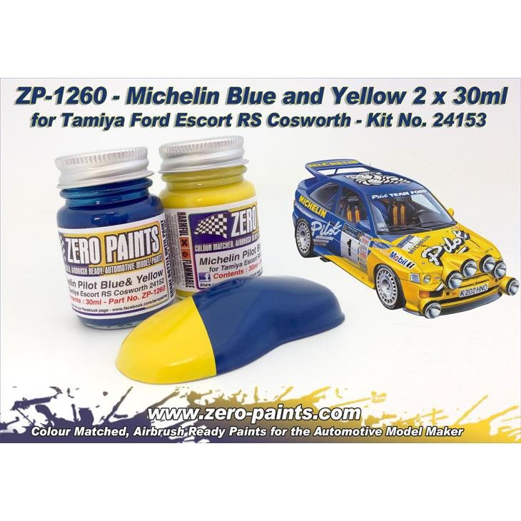 Peinture Zero Paints ZP-1260 Ford Escort RS Bleu Pilote Jaune 2 x 30 ml
