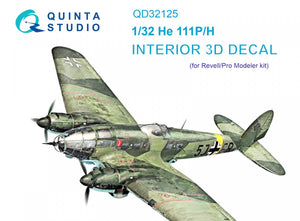 Intérieur imprimé en 3D et coloré sur papier décalcomanie (Revell/ProModeler) Quinta Studio QD32125 He 111 P/H 1/32
