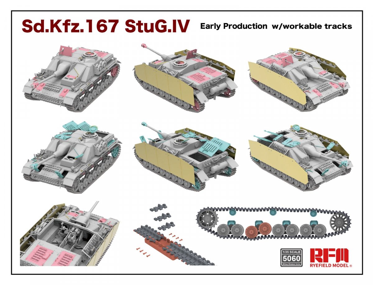 Maquette Rye Field 5060 Sd.Kfz.167 StuG.IV Première production avec chenilles fonctionnelles, échelle 1/35 – Bild 2