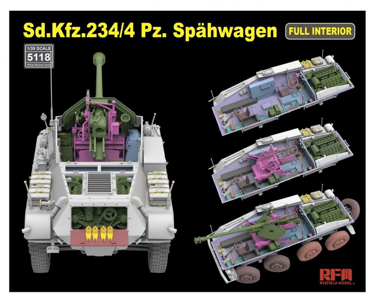Modèle de champ de seigle 5118 Sd.Kfz. 234/4 pièces. Spähwagen avec intérieur complet 1/35 – immagine 3