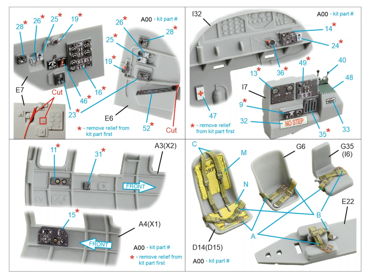 Intérieur imprimé en 3D et coloré sur papier décalcomanie pour Boeing B-17F (Quinta Studio QD48542, HK models, Eduard) à l&amp;#39;échelle 1/48 – immagine 3