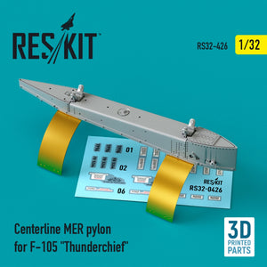 RESKIT RS32-0426 Pylône central MER pour F-105 « THUNDERCHIEF » (Impression 3D) 1/32