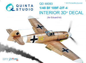 Intérieur imprimé en 3D et coloré sur papier décalcomanie Quinta Studio QD48083 Bf 109F-2/F-4 (pour kit Eduard) 1/48