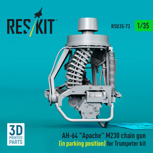 RESKIT RSU35-0073 AH-64 « Apache » M230 mitrailleuse (en position de stationnement) pour maquette Trumpeter (impression 3D) 1/35 – Bild 3