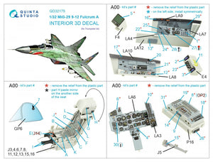 Quinta Studio QD32175 MiG-29 9-12 Fulcrum A Intérieur imprimé en 3D et coloré sur papier décalcomanie (Trumpeter) 1/32 – immagine 8