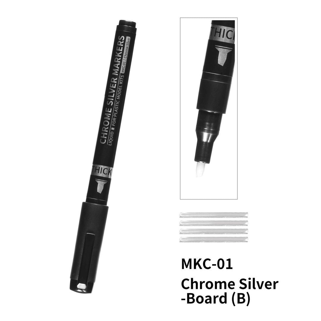 Stylo marqueur DSPIAE MKC-01 chromé argenté, pointe épaisse (2,5 mm)