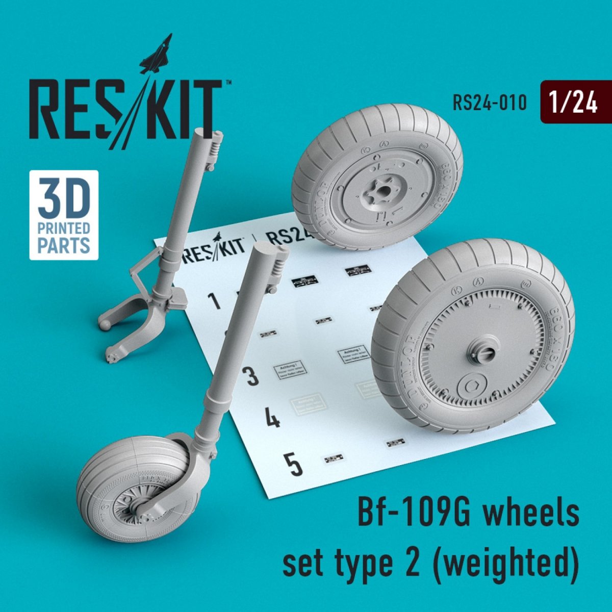 RESKIT RS24-0010 BF-109G JEU DE ROUES TYPE 2 (LESTÉ) 1/24