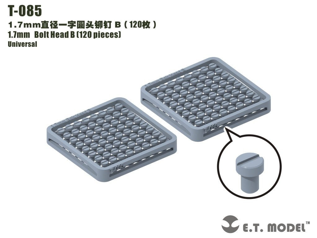 Rivets ET Modèle T-085 Tête de boulon 1,7 mm B (120 pièces)
