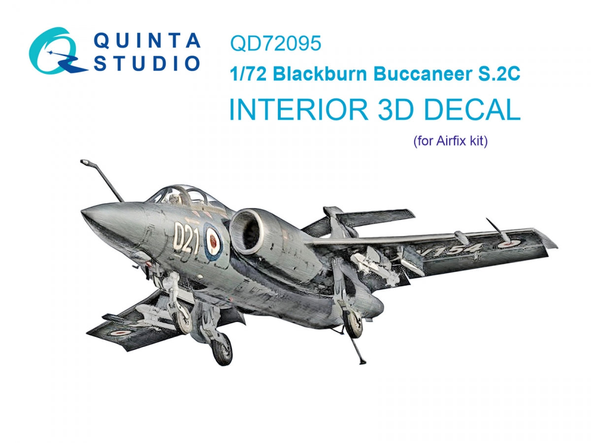 Intérieur imprimé en 3D et coloré sur papier décalcomanie Quinta Studio QD72095 Blackburn Buccaneer S.2C (Airfix) 1/72 