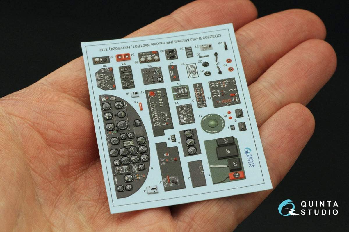 Quinta Studio QD32203 B-25J Mitchell Nez en verre, intérieur imprimé en 3D et coloré sur papier décalcomanie (HK models) 1/32 – image 3
