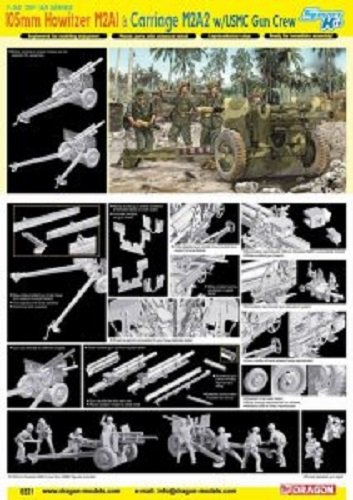 Dragon 6531 Obusier de 105 mm M2A1/Coursier M2A2 avec équipage de canon USMC (1/35) – immagine 2