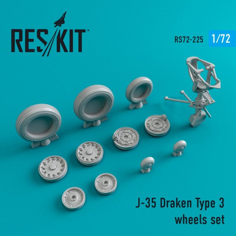 RESKIT RS72-0225 Jeu de roues J-35 Draken Type 3 1/72