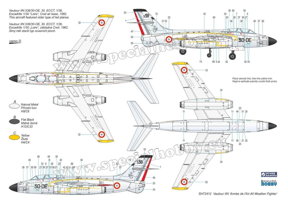 Special Hobby 72412 SO 4050 Vautour II &amp;#39;Armée de l&amp;#39;Air All Weather Fighter&amp;#39; 1/72 – immagine 6