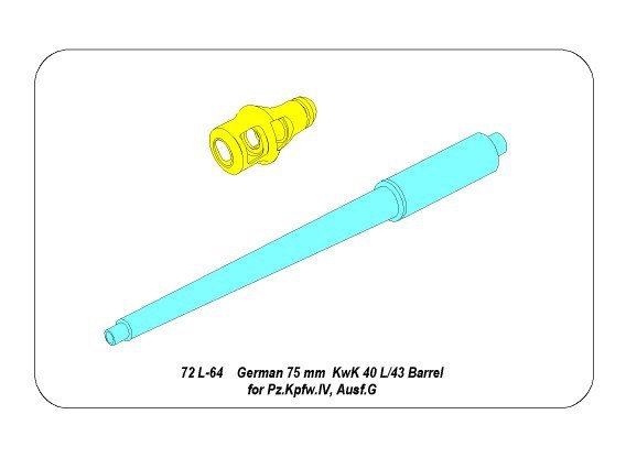 Aber 72L-64 Canon allemand de 75 mm KwK 40 L/43 pour Pz.Kpfw.IV Ausf.G (1/72)  – image 2