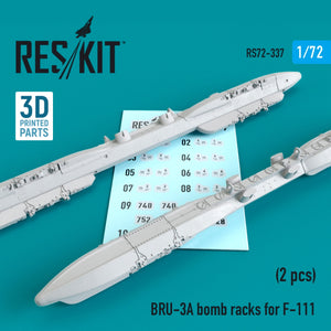 RESKIT RS72-0337 BRU-3A SUPPORTS DE BOMBES POUR F-111 (2 PIÈCES) (IMPRIMÉS EN 3D) 1/72