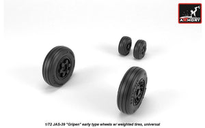 Roues Armory Models AW72503 JAS-39 Gripen avec pneus lestés, échelle 1/72 (début de la série)