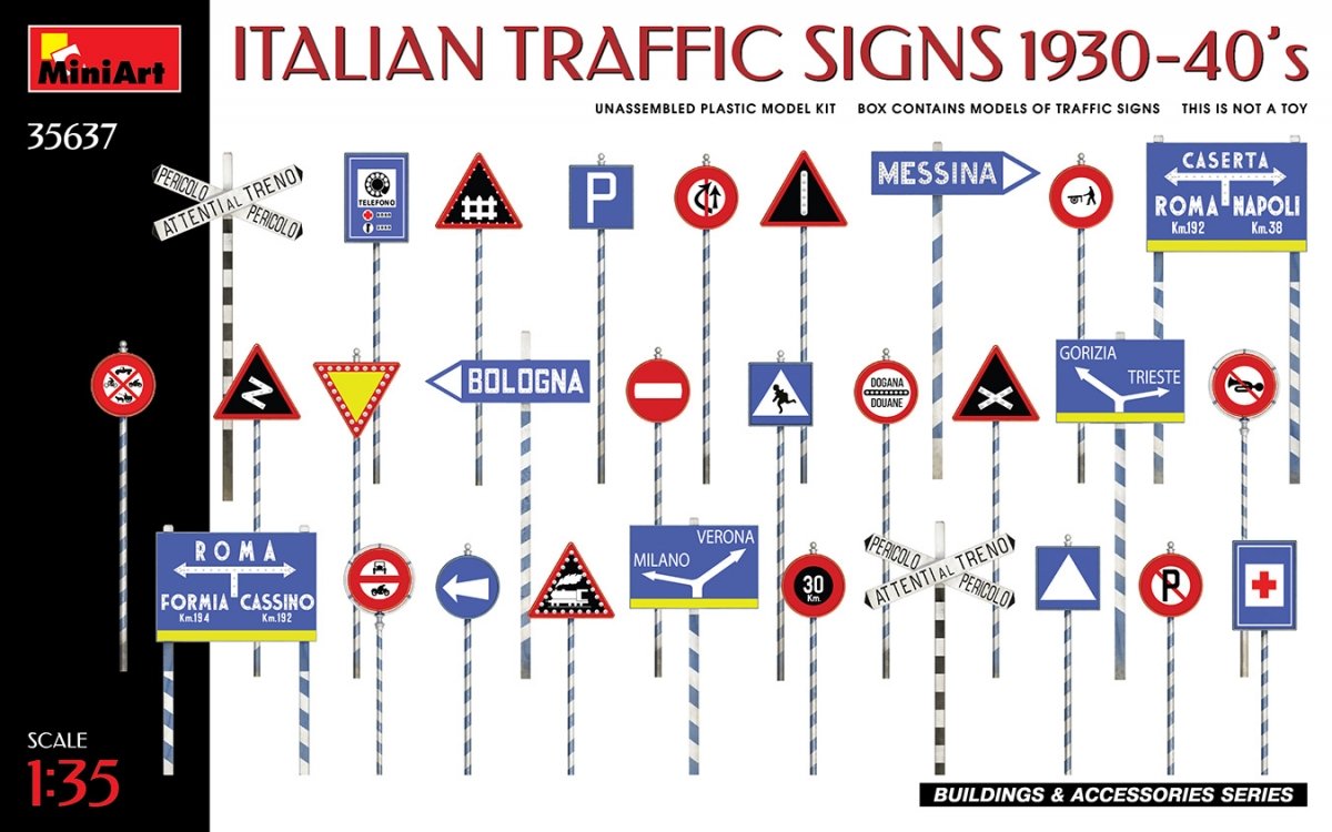 MiniArt 35637 PANNEAUX DE SIGNALISATION ITALIENS ANNÉES 1930-40 1/35 – Bild 2