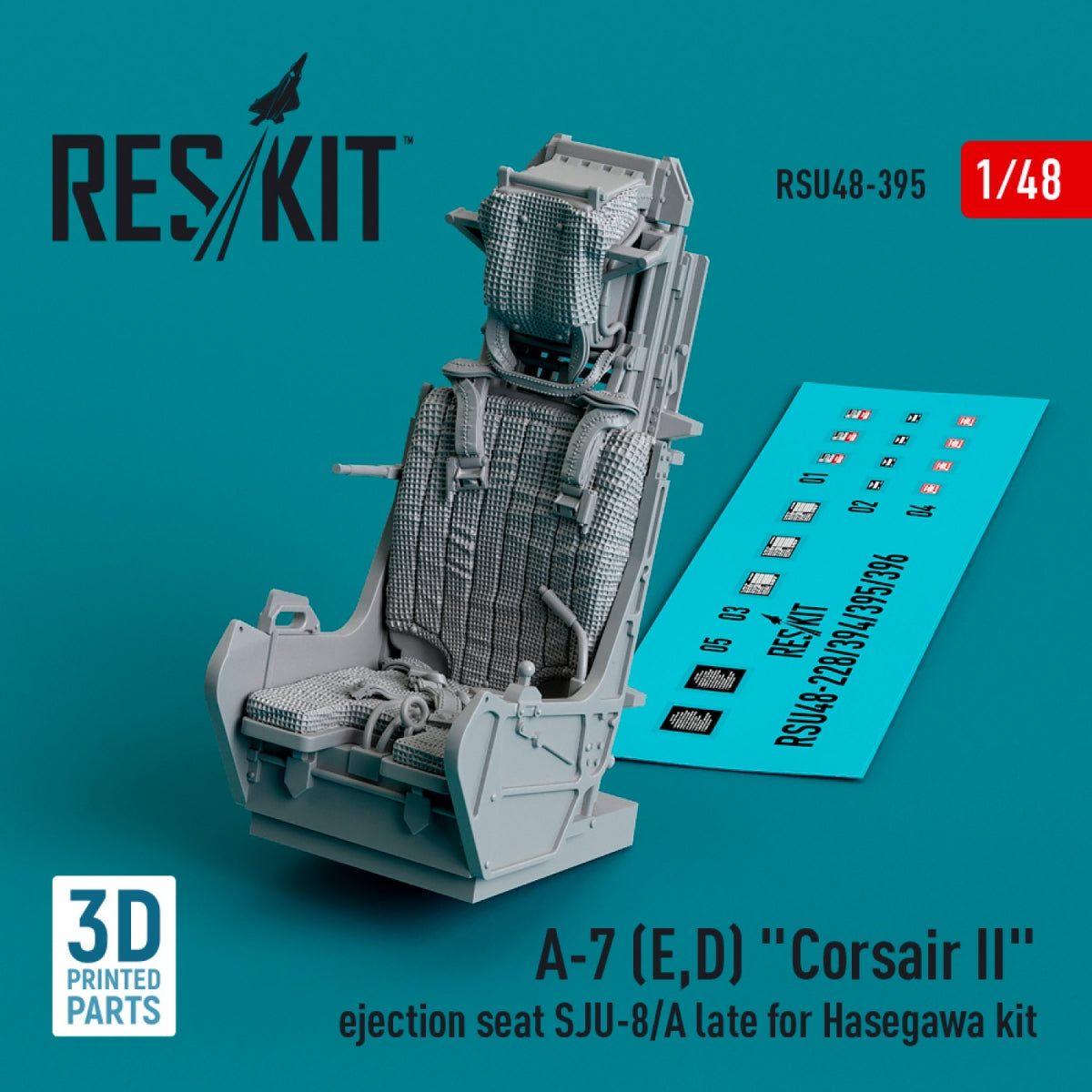 RESKIT RSU48-0395 A-7 (E,D) &amp;quot;Corsair II&amp;quot; ejection seat SJU-8/A late for Hasegawa kit (3D Printed) 1/48