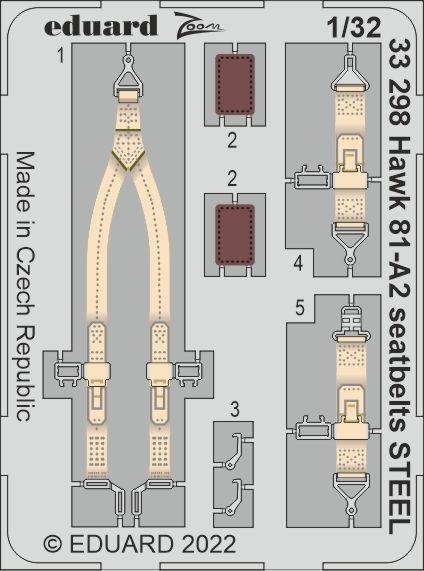 Ceintures de sécurité Eduard 33298 Hawk 81-A2 en acier Great Wall Hobby 1/32