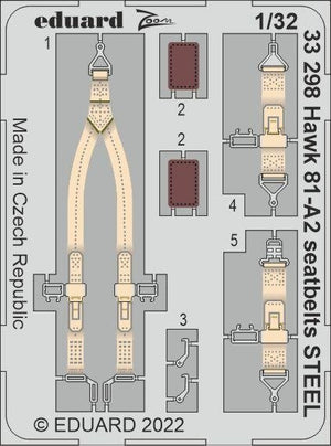 Ceintures de sécurité Eduard 33298 Hawk 81-A2 en acier Great Wall Hobby 1/32