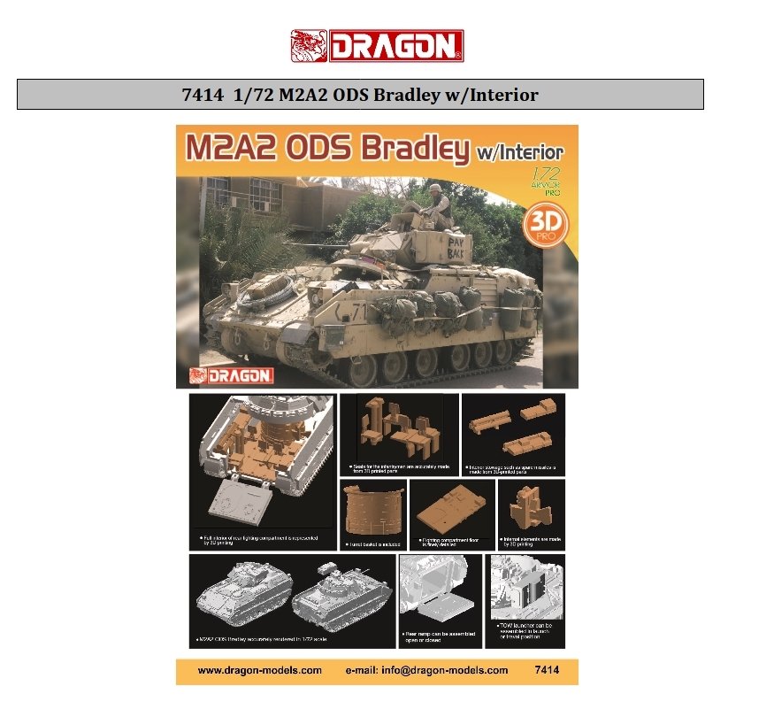Dragon 7414 M2A2 ODS Bradley avec intérieur 1/72 – imagen 2