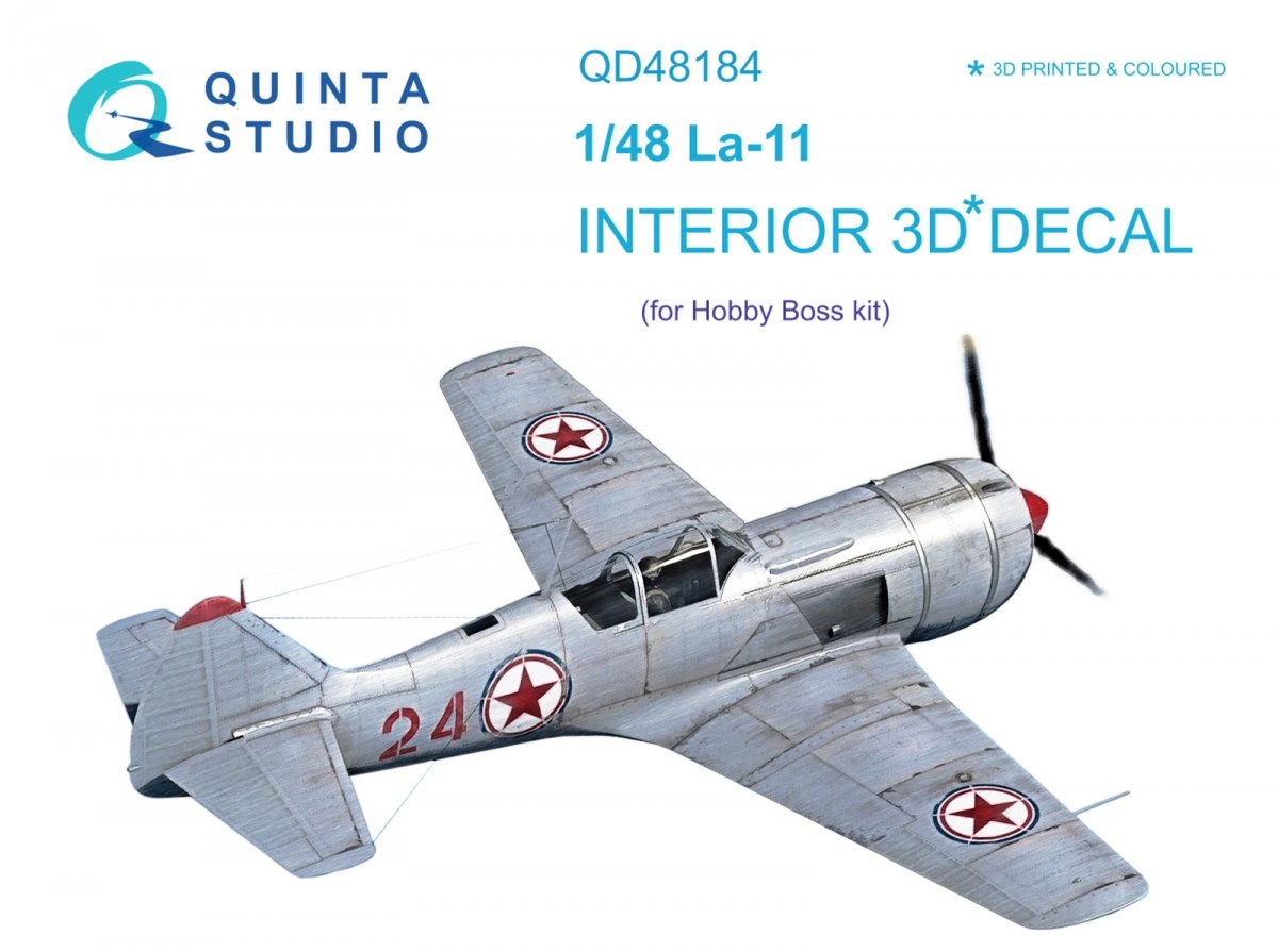 Intérieur imprimé en 3D et coloré sur papier décalcomanie Quinta Studio QD48184 La-11 (HobbyBoss) 1/48