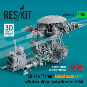 RESKIT RSU35-0045 CH-54A « TARHE » ROTOR PRINCIPAL PLIÉ AVEC SYSTÈMES DE RETENUE DES PALES POUR KIT ICM (IMPRIMÉ EN 3D) 1/35 – imagen 2