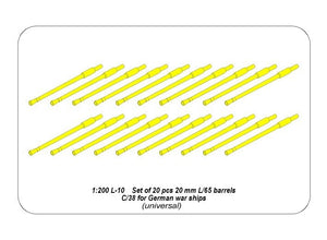 Aber 200L-10 Ensemble de 20 canons 20 mm L/65 C/38 pour navires allemands 1/200 – imagen 4