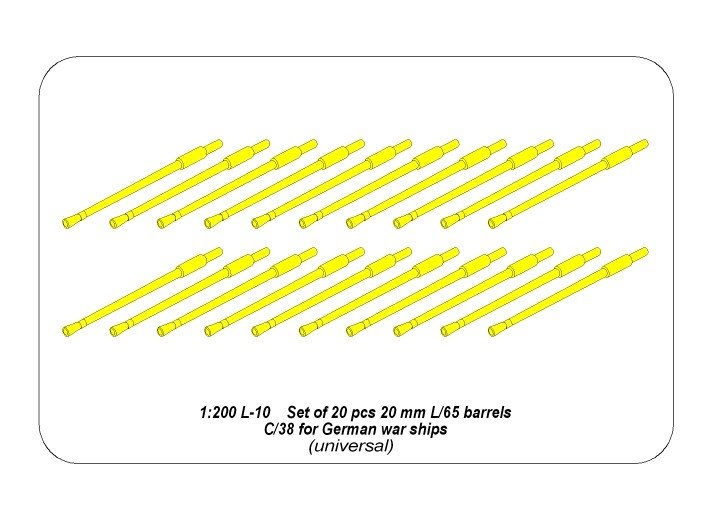 Aber 200L-10 Ensemble de 20 canons 20 mm L/65 C/38 pour navires allemands 1/200 – imagen 4